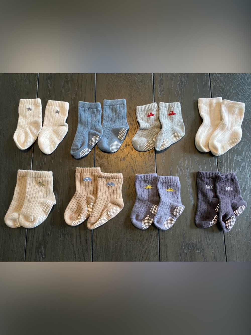 Toddler Socks Multi-Color Grip Crew Socks (8 Pairs)